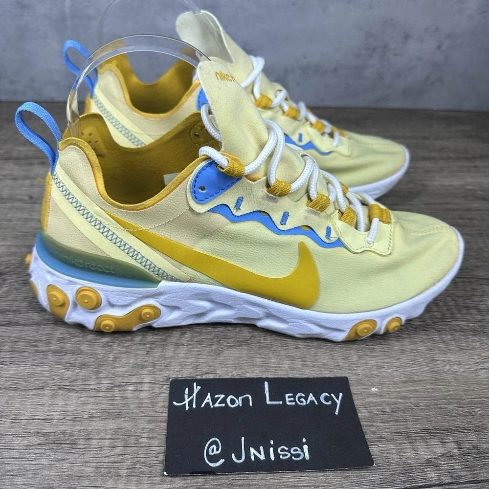 Nike~Women's~React Element 55 (BQ2728-700)Yellow/Blue Sneaker‎ Shoes Size 7.5